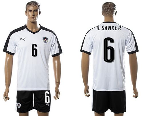 Austria #6 IlSanker White Away Soccer Country Jersey